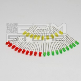 30 pz - Led 3 mm standard- rossi - gialli - verdi 